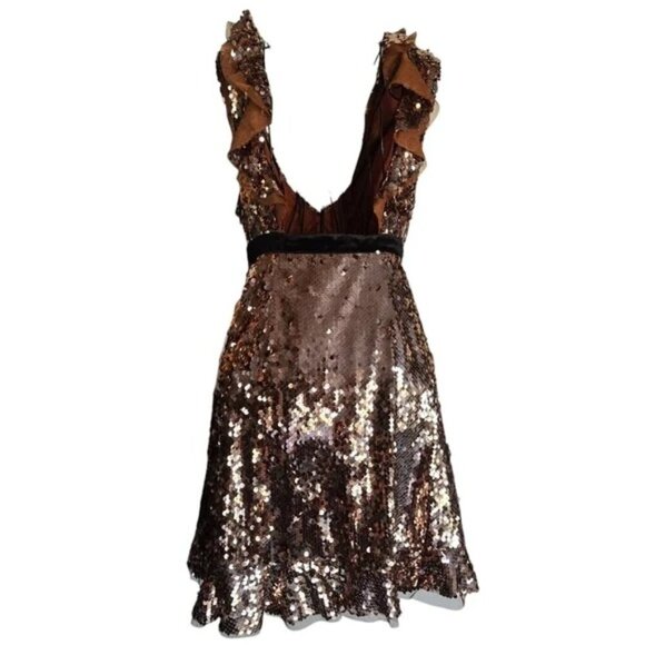 Free People Tribeca Bronze Sequin Party Dress - Picture 8 of 11